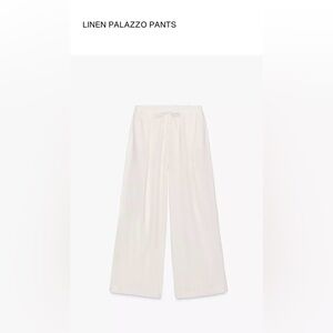 New Zara Linen Palazzo Pants XS  Oyster White